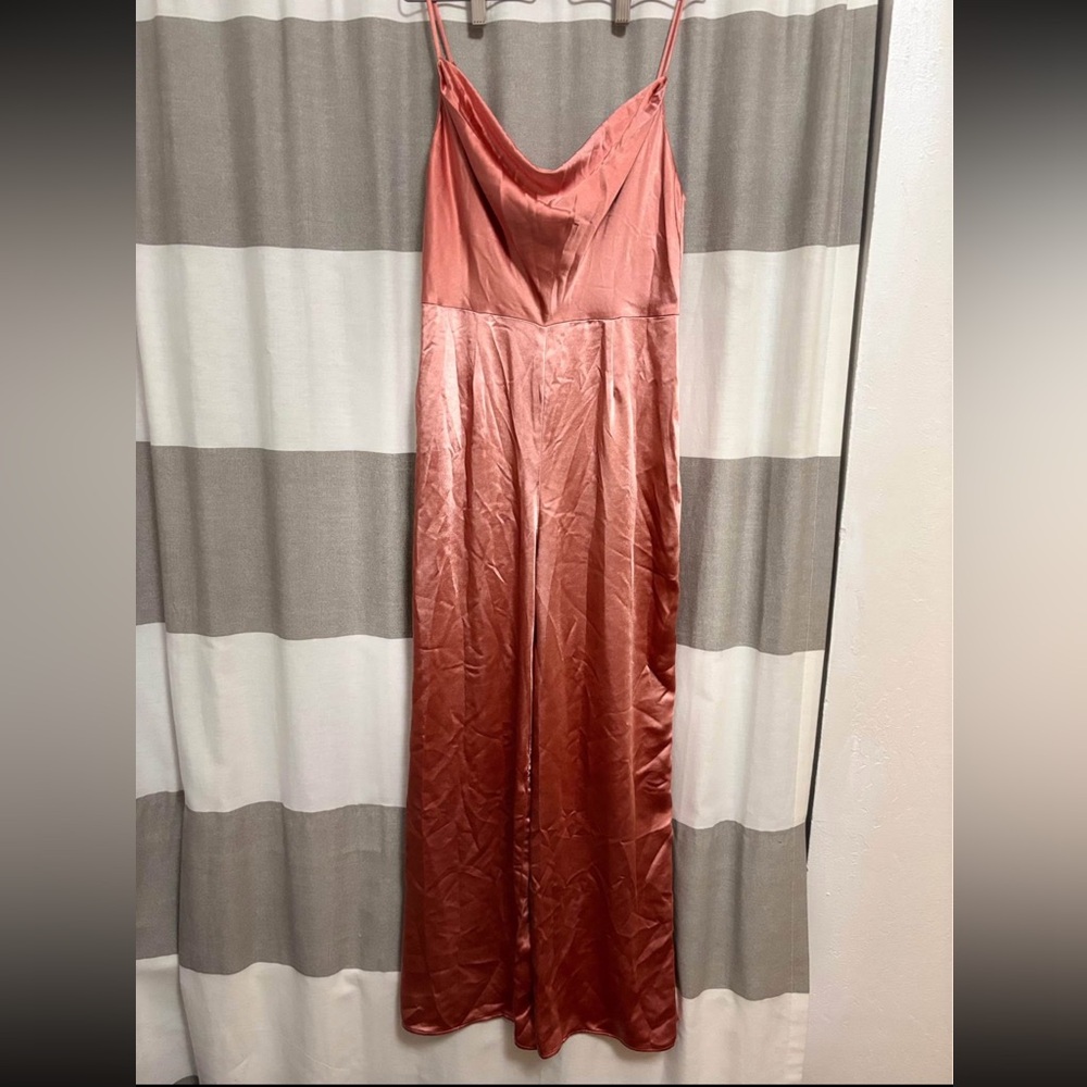 Pink/Salmon Satin Jumpsuit